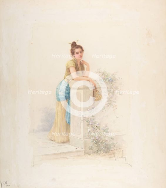 Lady with a Fan, n.d.. Creator: Louis-Robert Cuvillon.