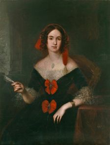 Lady with a Fan, between c1835 and c1840. Creator: Jose Gutierrez de la Vega