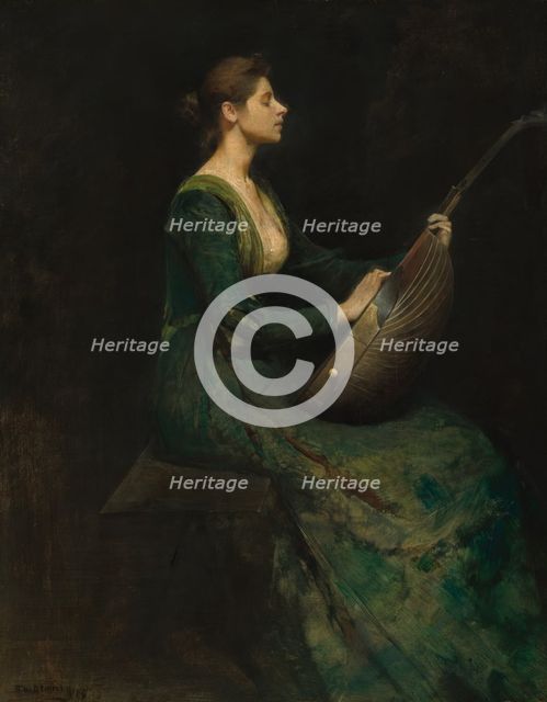Lady with a Lute, 1886. Creator: Thomas W Dewing.