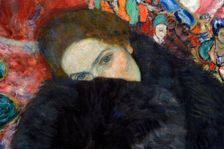 Lady with a Muff, 1916-1917. Detail. Creator: Gustav Klimt