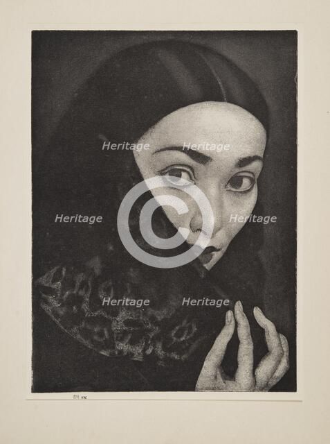 Lady with a Shawl, pub. 1926. Creator: Laura Knight (1877 - 1970).