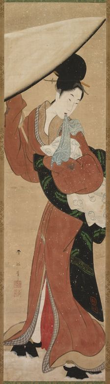 Lady with a Parasol, early 1800s. Creator: Koikawa Harumasa (Japanese)