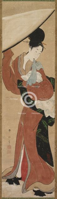 Lady with a Parasol, early 1800s. Creator: Koikawa Harumasa (Japanese).