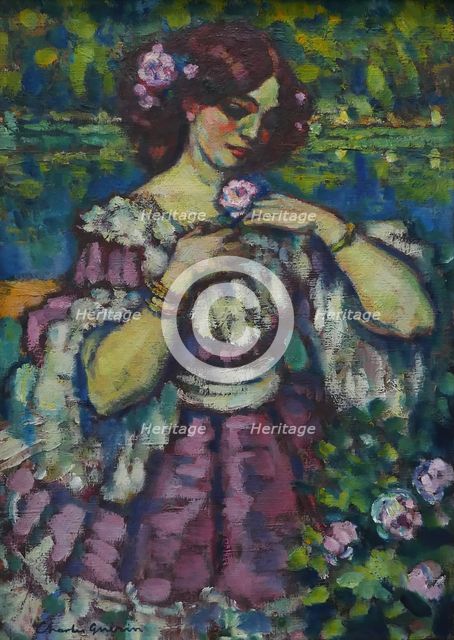 Lady with a Rose, 1901. Creator: Charles Guerin.