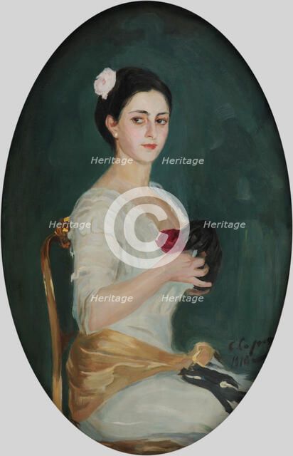 Lady with a Rose, 1910. Creator: Sorin, Saveli Abramovich (1878-1953).