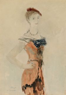 Lady with a Red Beret, 1935. Artist: Sokolov, Mikhail Xenofontovich (1885-1947)