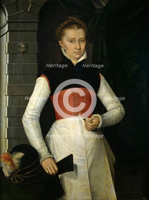 Lady with a Yellow Flower, 1567. Creator: Adriaen van Cronenburgh.