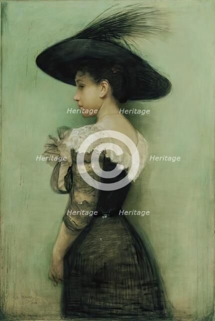 Lady with black dress and hat (Alice Hauser), 1901. Creator: John Quincy Adams.