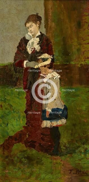 Lady with Child, 1881. Creator: Tina Blau.