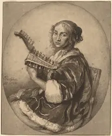 Lady with Double-Headed Lute, 1781. Creator: Cornelis Brouwer