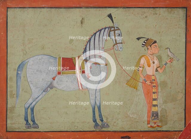 Lady with Falcon Leading a Horse, between 1700 and 1725. Creator: Unknown.