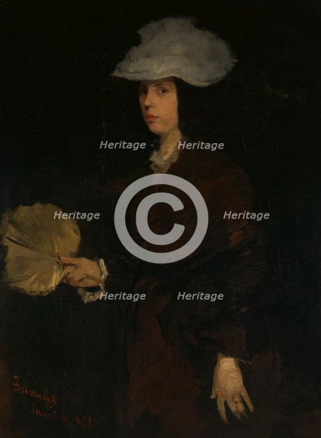Lady with Fan, 1873. Creator: Frank Duveneck.