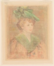 Lady with Green Hat (Mlle. Dieterle?), late 19th-early 20th century. Creator: Pierre-Auguste Renoir