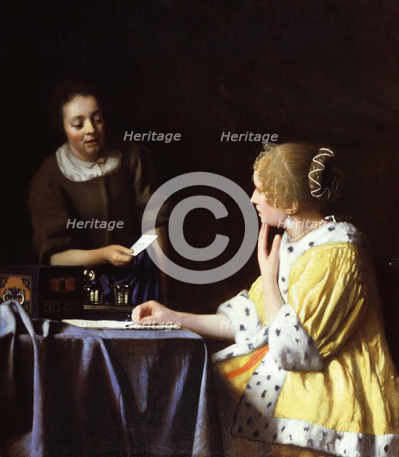 Lady with Her Maidservant Holding a Letter. Artist: Vermeer, Jan (Johannes) (1632-1675)