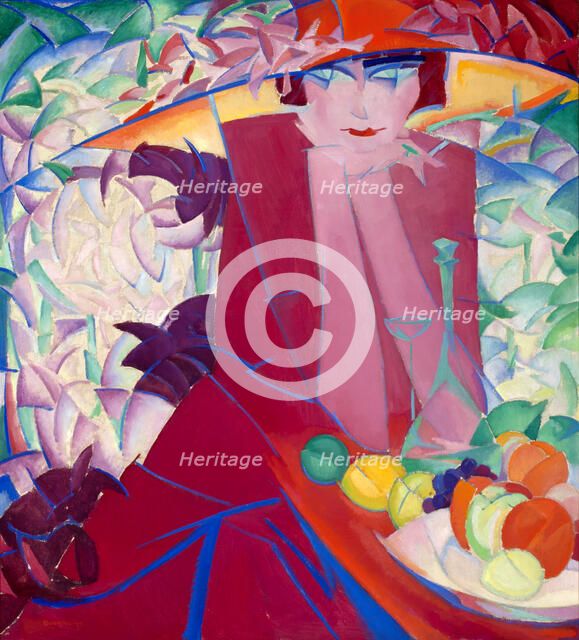 Lady with Large hat in Summer House, 1913.