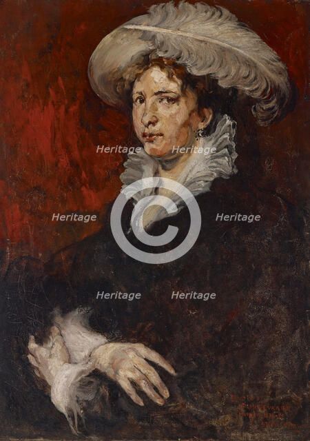 Lady with Plumed Hat, about 1878-1879. Creator: Joseph Frank Currier.