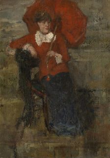 Lady with Red Parasol, 1880. Creator: James Ensor