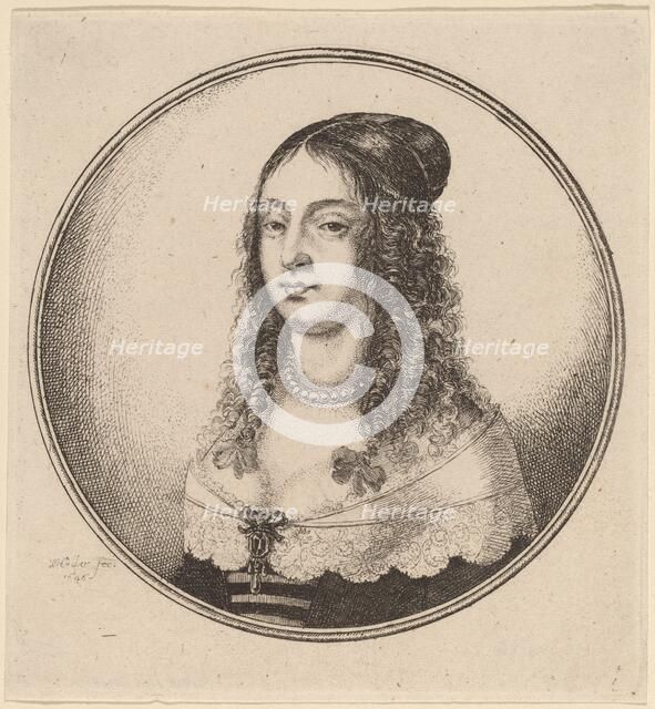 Lady with Ribbons on Curls, 1646. Creator: Wenceslaus Hollar.