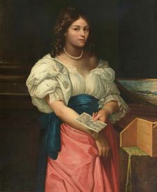 Lady with Sheet Music and Harpsichord, c1630. Creator: Anonymous