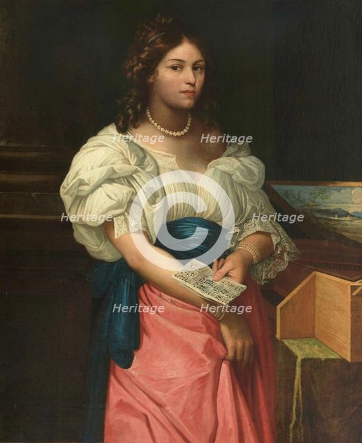 Lady with Sheet Music and Harpsichord, c1630. Creator: Anonymous.