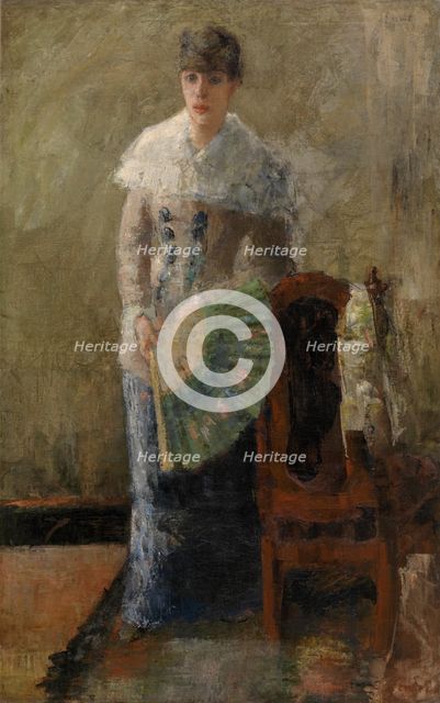 Lady with the Fan, 1880 or 1881. Creator: James Ensor.