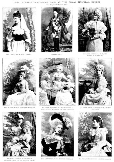 Lady Wolseley's costume ball at the Royal Hospital, Dublin, 1895. Creator: Lafayette.