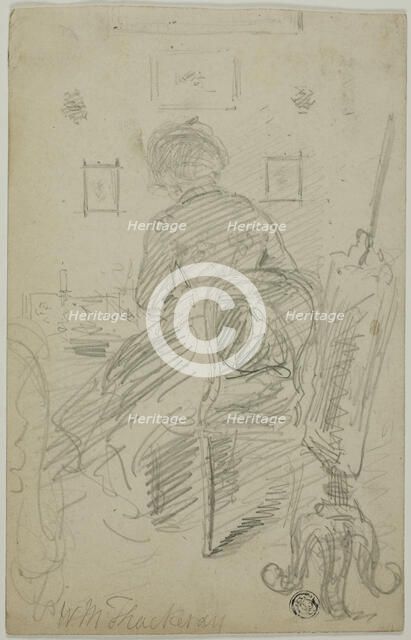 Lady Writing (Back View), n.d. Creator: William Makepeace Thackeray.