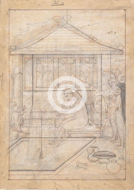 Lady About to Smoke a Hookah, ca.1790. Creator: Unknown.