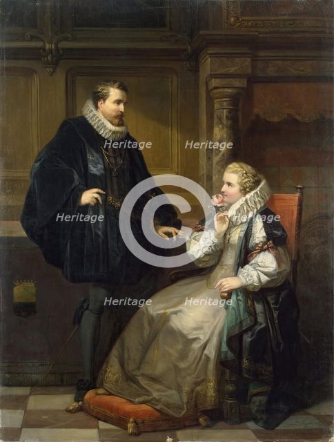 Lady and Gentleman, 1857. Creator: Corneille Jean Antoine Seghers.
