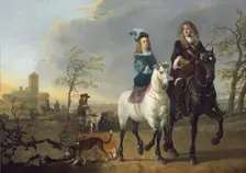 Lady and Gentleman on Horseback, c. 1655, reworked 1660/1665. Creator: Aelbert Cuyp
