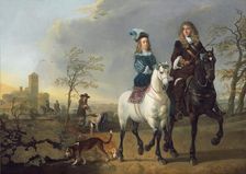 Lady and Gentleman on Horseback, c. 1655, reworked 1660/1665. Creator: Aelbert Cuyp