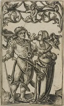 Lady and Gentleman Walking to the Right, 1500/25. Creator: Master S