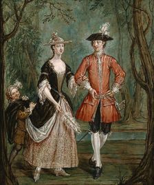 Lady and Gentleman with a Page c1750-c1755. Artist: Marcellus Laroon the Younger