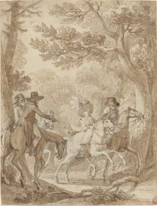 Lady and Gentlemen Riding in a Park. Creator: Jean-Michel Moreau