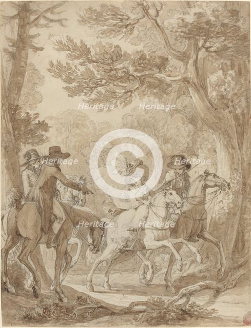 Lady and Gentlemen Riding in a Park. Creator: Jean-Michel Moreau.