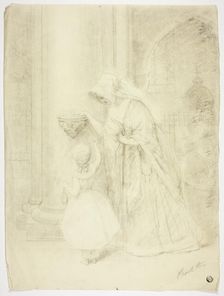 Lady and Girl in Church, n.d. Creator: Frank Stone