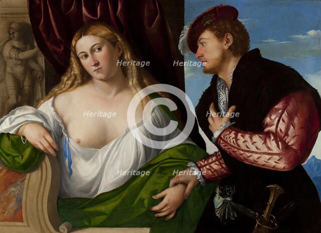 Lady and her suitor (woman visited by her lover), before 1565. Creator: Licinio, Bernardino (ca1489-ca1565).