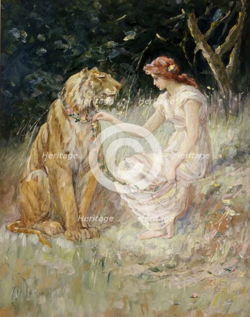 Lady and the Tiger, 1900. Creator: Frederick Stuart Church.