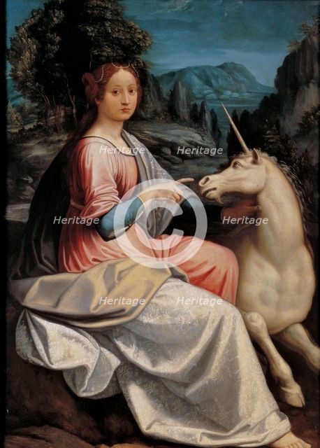 Lady and the Unicorn, 1534-1540. Creator: Longhi, Luca (1507-1580).
