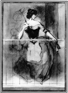 Lady at a Balcony 19th century, (1930).Artist: Constantin Guys