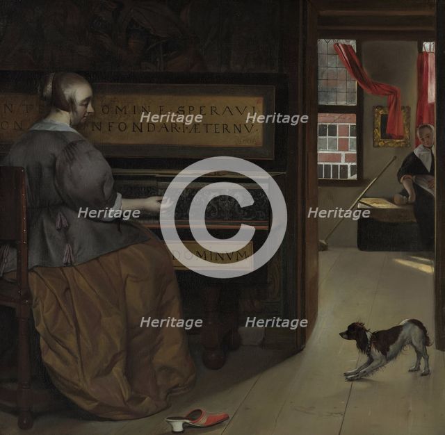 Lady at a Virginal, ca 1665. Artist: Metsu, Gabriel (1629-1667)