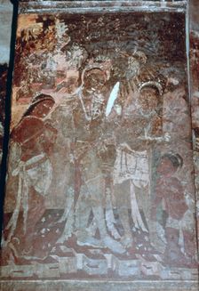 Lady at her toilet, cave fresco, Ajanta, India. 1st-5th century. (20th century)