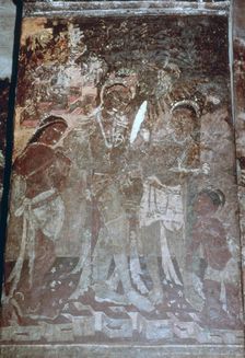 Lady at her toilet, cave fresco, Ajanta, India. 1st-5th century. (20th century)