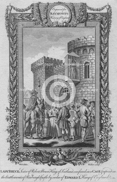 'Lady Bruce, Sister of Robert Bruce, King of Scotland, confined in a Cage', c1787. Artist: Unknown.
