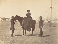 [Lady Canning on her Black Arab and Lord Clyde, Commander in Chief], 1858-61. Creator: Jean Baptiste Oscar Mallitte