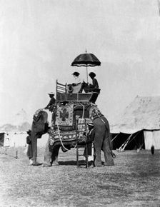 Lady Canning going out to sketch c1861. Creator: Jean Baptiste Oscar Mallitte