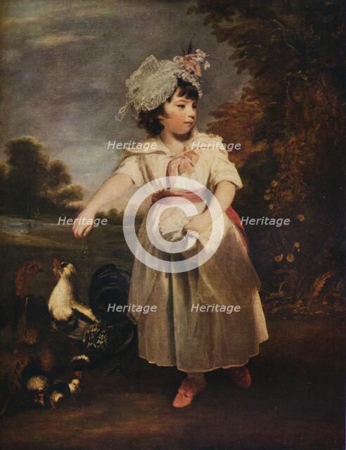 'Lady Catherine Pelham Clinton feeding her chickens', 1781 (1931). Artist: Sir Joshua Reynolds.