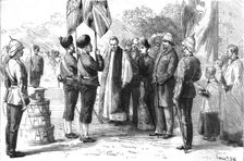 Lady Dufferin Presenting New Colours to the 18th Bengal Infantry at Alipur 1886. Creator: Unknown