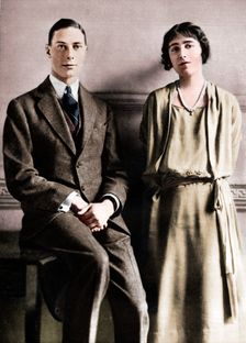 Lady Elizabeth Bowes Lyon and the Duke of York upon the announcement of their engagement 1923. Creator: Vandyk
