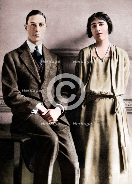 'Lady Elizabeth Bowes Lyon and the Duke of York upon the announcement of their engagement', 1923. Creator: Vandyk.